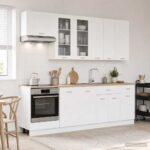 vidaXL Kuchynská jednotka LYON 8 pcs Biela Kompozitné drevo