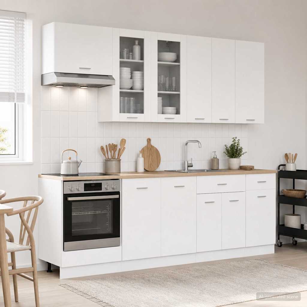 3438203_1.jpg vidaXL Kuchynská jednotka LYON 8 pcs Biela Kompozitné drevo – Obrázok 1