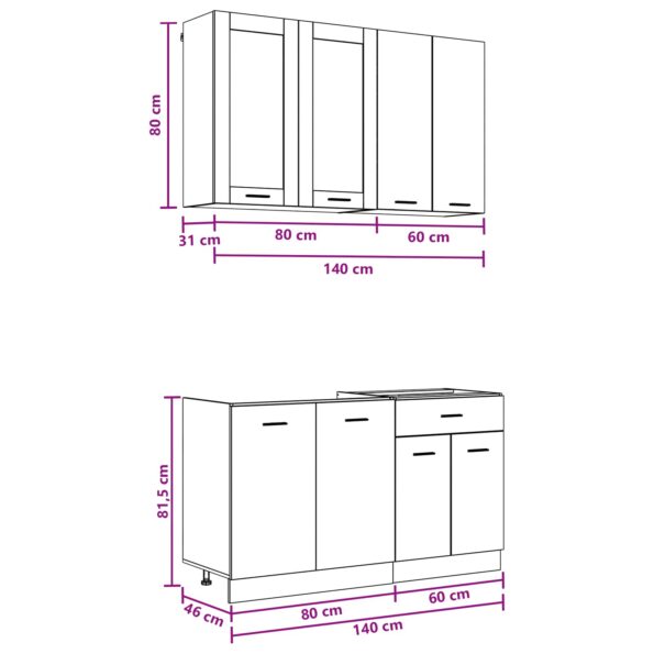 vidaXL Kuchynská jednotka LYON 4 pcs Biela Kompozitné drevo – Obrázok 7