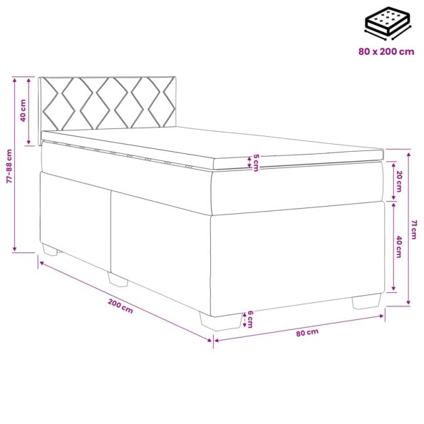 vidaXL Posteľ boxspring s matracom Tmavohnedá 80 x 200 cm Látka – Obrázok 10