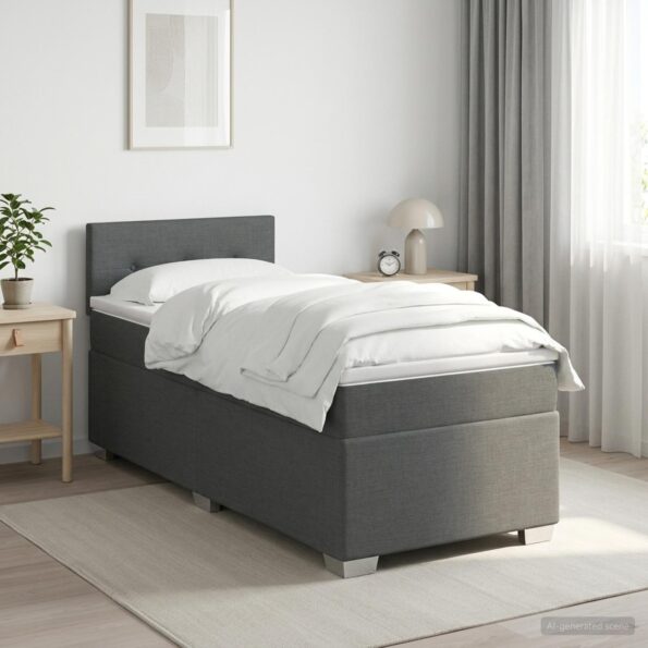 vidaXL Posteľ boxspring s matracom Tmavosivá 100 x 200 cm Látka – Obrázok 11