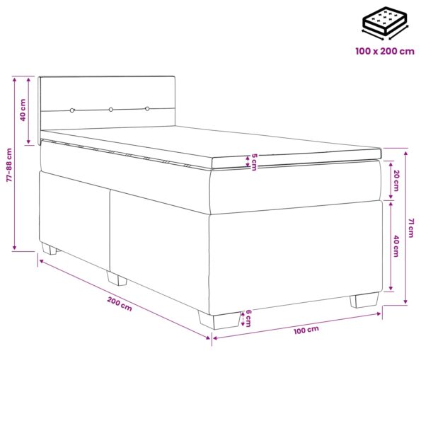 vidaXL Posteľ boxspring s matracom Modrá 100 x 200 cm Látka – Obrázok 10