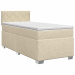 vidaXL Posteľ boxspring s matracom Krémová 100 x 200 cm Látka