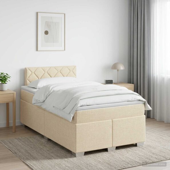 vidaXL Posteľ boxspring s matracom Krémová 120 x 190 cm Látka – Obrázok 11