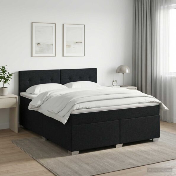 vidaXL Posteľ boxspring s matracom Čierna 140 x 190 cm Látka – Obrázok 11