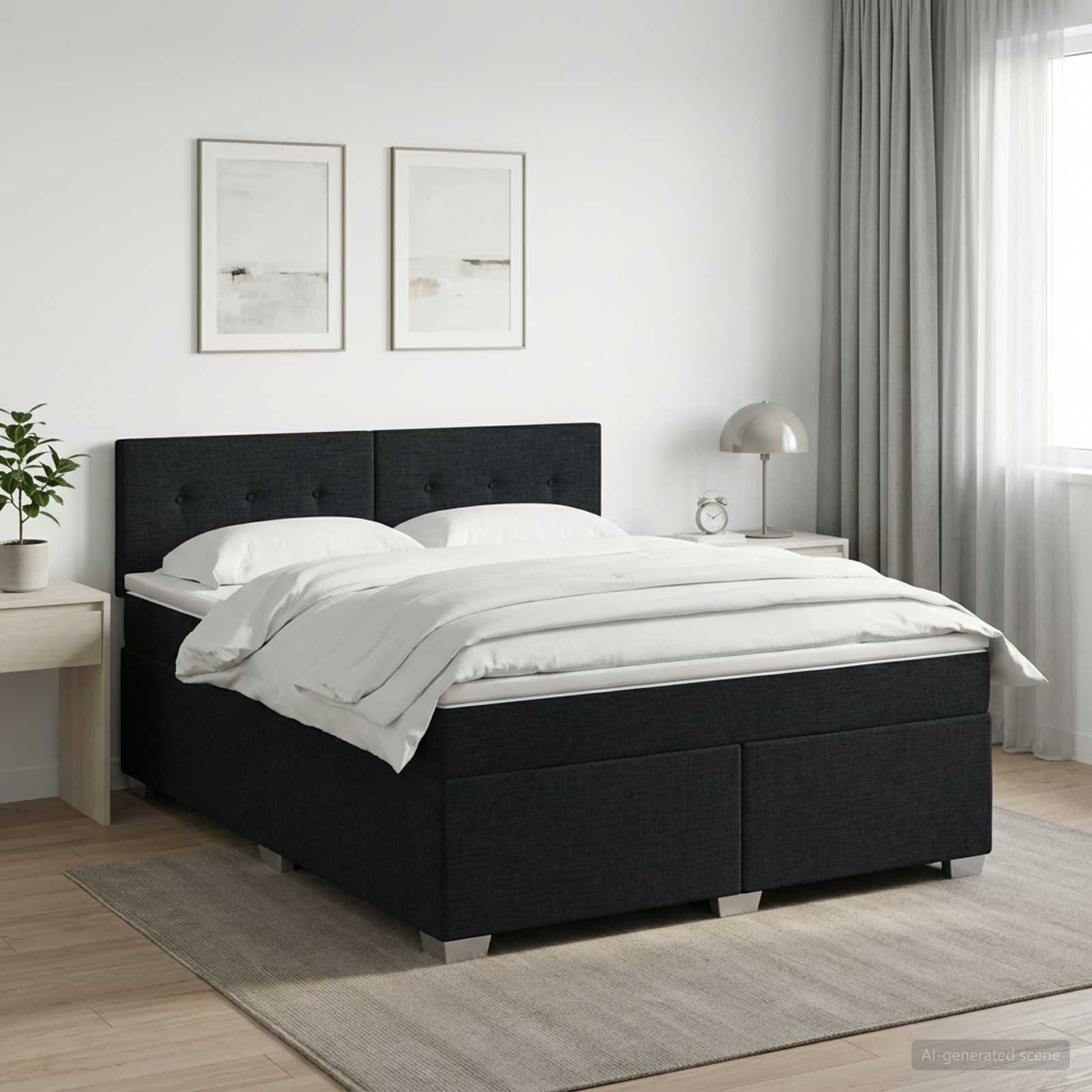 3450497_1.jpg vidaXL Posteľ boxspring s matracom Čierna 140 x 200 cm Látka – Obrázok 1