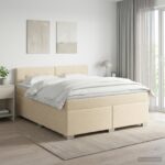 vidaXL Posteľ boxspring s matracom Krémová 160 x 200 cm Látka – Obrázok 11