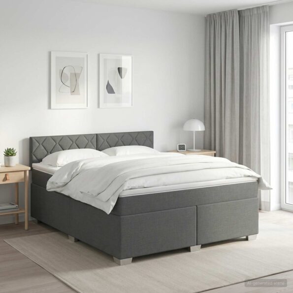 vidaXL Posteľ boxspring s matracom Tmavosivá 160 x 200 cm Látka – Obrázok 11