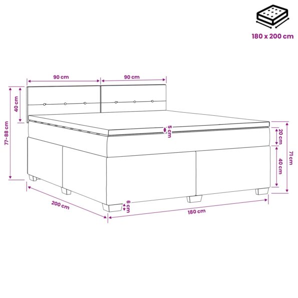 vidaXL Posteľ boxspring s matracom Tmavohnedá 180 x 200 cm Látka – Obrázok 10