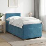 vidaXL Posteľ boxspring s matracom Tmavomodrá 90 x 190 cm Zamat – Obrázok 11