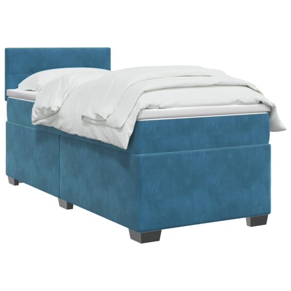 vidaXL Posteľ boxspring s matracom Tmavomodrá 90 x 190 cm Zamat – Obrázok 2
