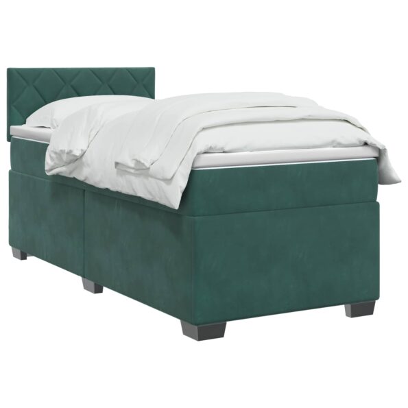 vidaXL Posteľ boxspring s matracom Tmavozelená 90 x 190 cm Zamat – Obrázok 2