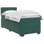 vidaXL Posteľ boxspring s matracom Tmavozelená 100 x 200 cm Zamat – Obrázok 2