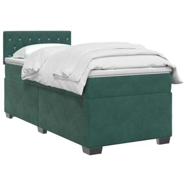 vidaXL Posteľ boxspring s matracom Tmavozelená 100 x 200 cm Zamat – Obrázok 2