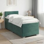 vidaXL Posteľ boxspring s matracom Tmavozelená 100 x 200 cm Zamat – Obrázok 11