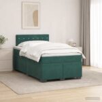 vidaXL Posteľ boxspring s matracom Tmavozelená 120 x 190 cm Zamat – Obrázok 11