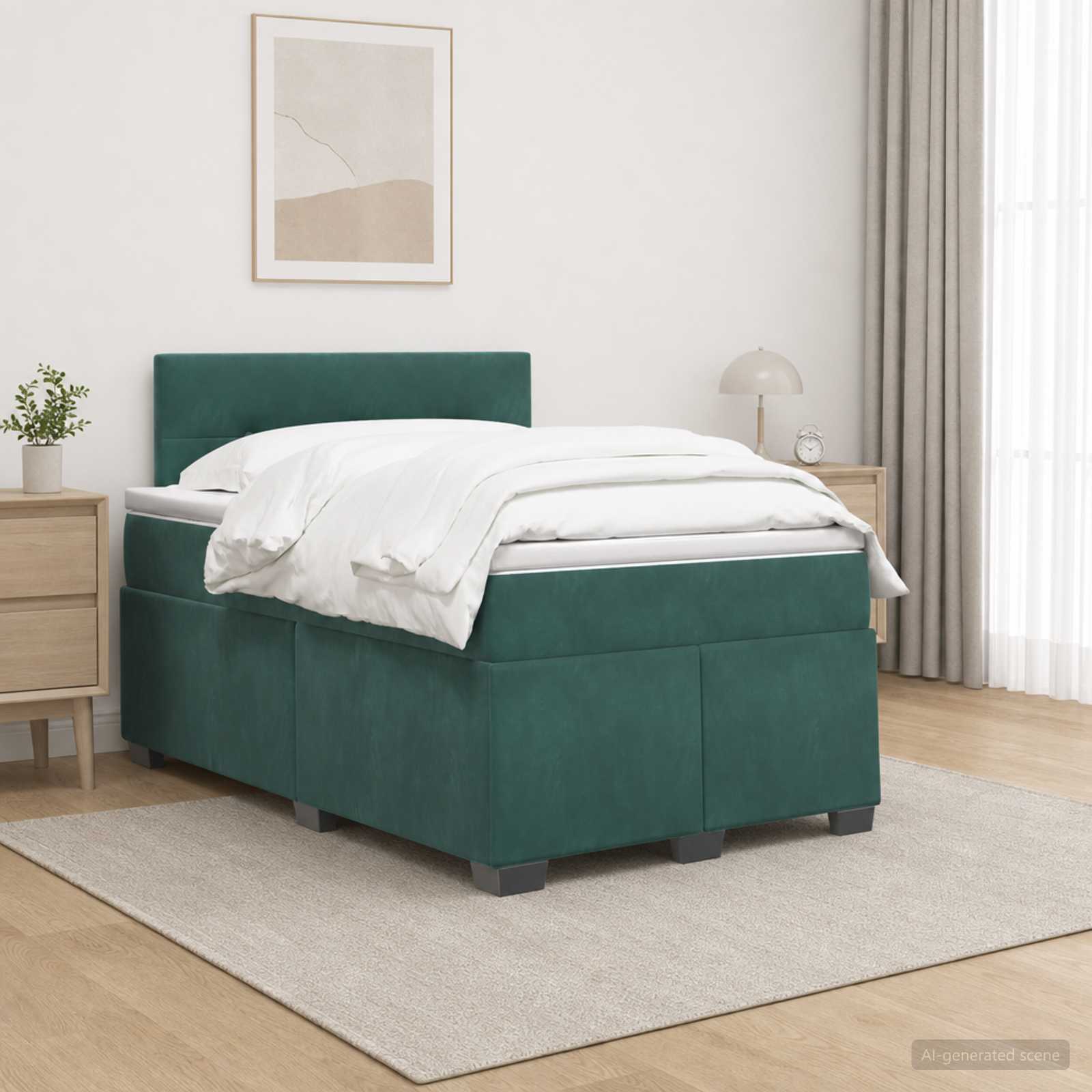 3450695_1.jpg vidaXL Posteľ boxspring s matracom Tmavozelená 120 x 200 cm Zamat – Obrázok 1