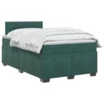 vidaXL Posteľ boxspring s matracom Tmavozelená 120 x 200 cm Zamat – Obrázok 2