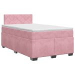 vidaXL Posteľ boxspring s matracom Ružová 120 x 200 cm Zamat – Obrázok 2