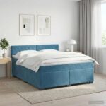vidaXL Posteľ boxspring s matracom Tmavomodrá 140 x 200 cm Zamat