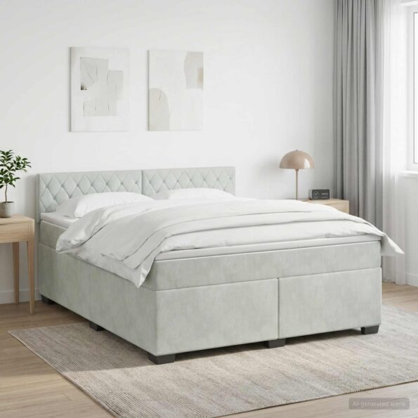 vidaXL Posteľ boxspring s matracom Svetlosivá 160 x 200 cm Zamat – Obrázok 11