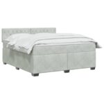 vidaXL Posteľ boxspring s matracom Svetlosivá 160 x 200 cm Zamat – Obrázok 2