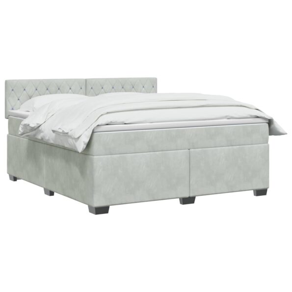 vidaXL Posteľ boxspring s matracom Svetlosivá 160 x 200 cm Zamat – Obrázok 2