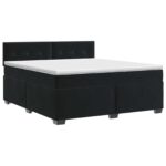 vidaXL Posteľ boxspring s matracom Čierna 160 x 200 cm Zamat – Obrázok 2