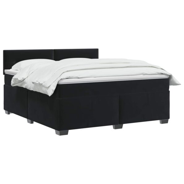 vidaXL Posteľ boxspring s matracom Čierna 160 x 200 cm Zamat – Obrázok 3