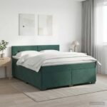 vidaXL Posteľ boxspring s matracom Tmavozelená 160 x 200 cm Zamat – Obrázok 11