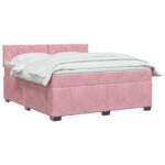 vidaXL Posteľ boxspring s matracom Ružová 160 x 200 cm Zamat – Obrázok 2