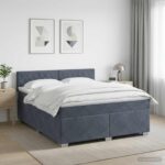vidaXL Posteľ boxspring s matracom Tmavosivá 180 x 200 cm Zamat
