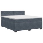 vidaXL Posteľ boxspring s matracom Tmavosivá 180 x 200 cm Zamat – Obrázok 2