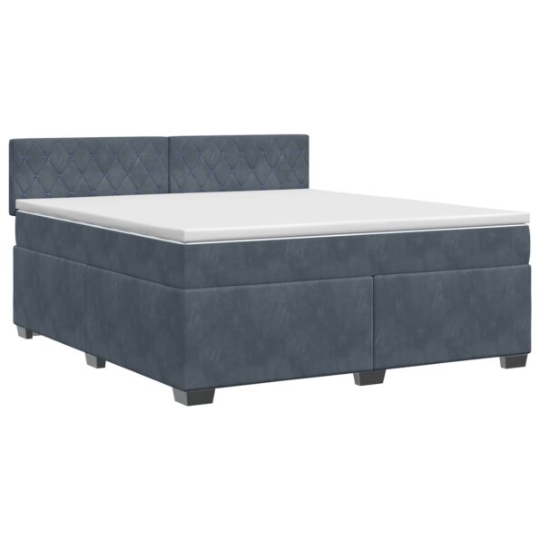 vidaXL Posteľ boxspring s matracom Tmavosivá 180 x 200 cm Zamat – Obrázok 2