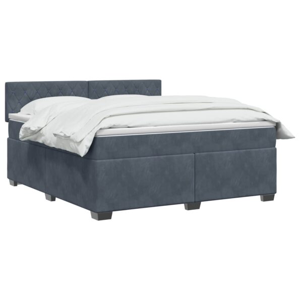 vidaXL Posteľ boxspring s matracom Tmavosivá 180 x 200 cm Zamat – Obrázok 3