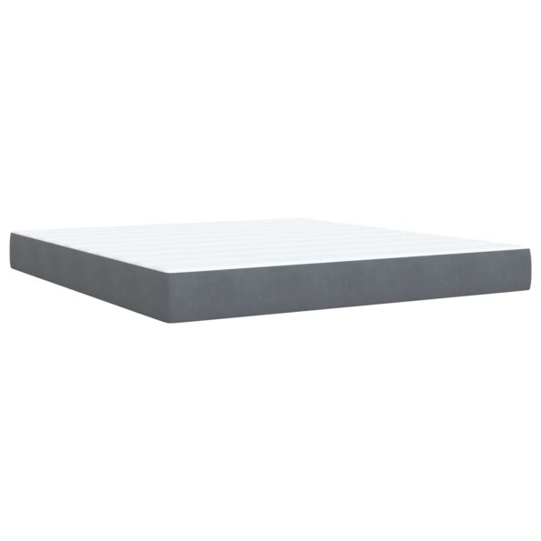 vidaXL Posteľ boxspring s matracom Tmavosivá 180 x 200 cm Zamat – Obrázok 6