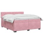 vidaXL Posteľ boxspring s matracom Ružová 200 x 200 cm Zamat – Obrázok 2