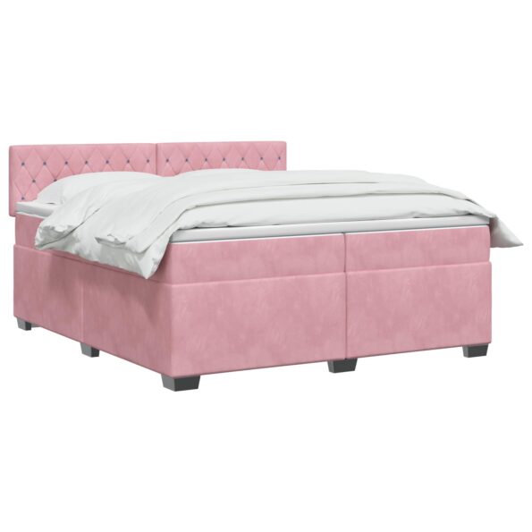 vidaXL Posteľ boxspring s matracom Ružová 200 x 200 cm Zamat – Obrázok 2