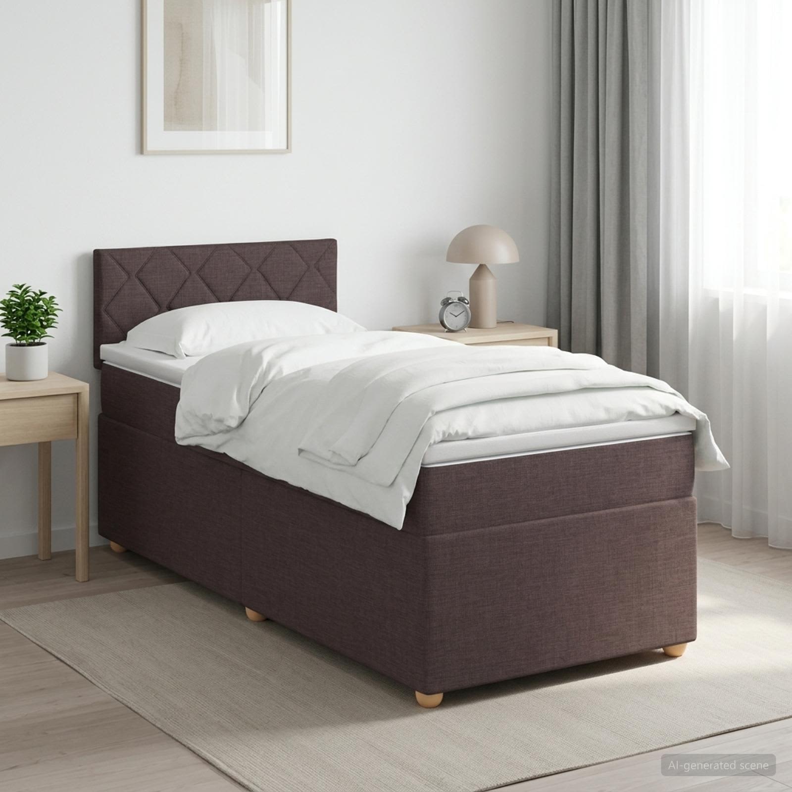 3450835_1.jpg vidaXL Posteľ boxspring s matracom Tmavohnedá 80 x 200 cm Látka – Obrázok 1