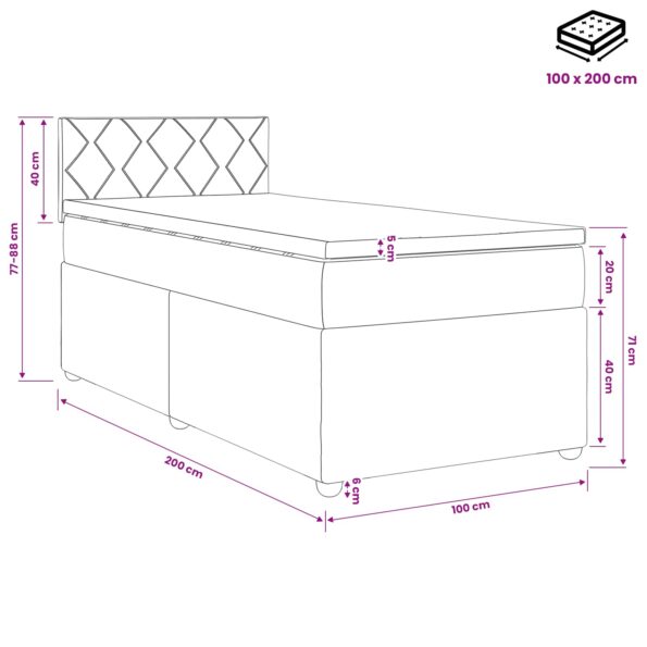 vidaXL Posteľ boxspring s matracom Sivohnedá 100 x 200 cm Látka – Obrázok 10