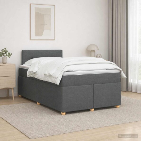 vidaXL Posteľ boxspring s matracom Tmavosivá 120 x 190 cm Látka – Obrázok 11