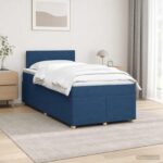 vidaXL Posteľ boxspring s matracom Modrá 120 x 200 cm Látka