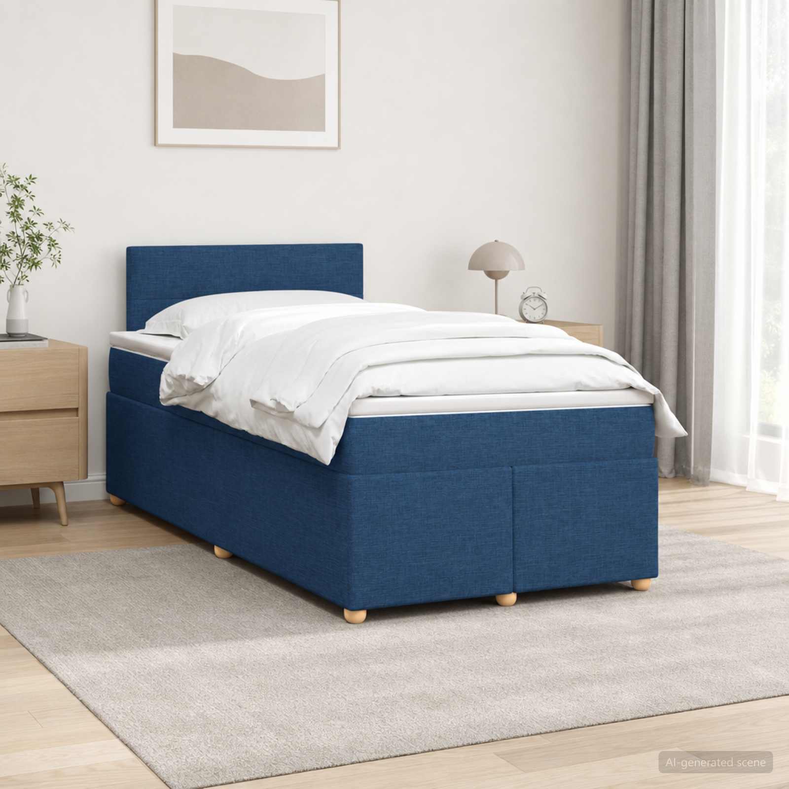 3450936_1.jpg vidaXL Posteľ boxspring s matracom Modrá 120 x 200 cm Látka – Obrázok 1