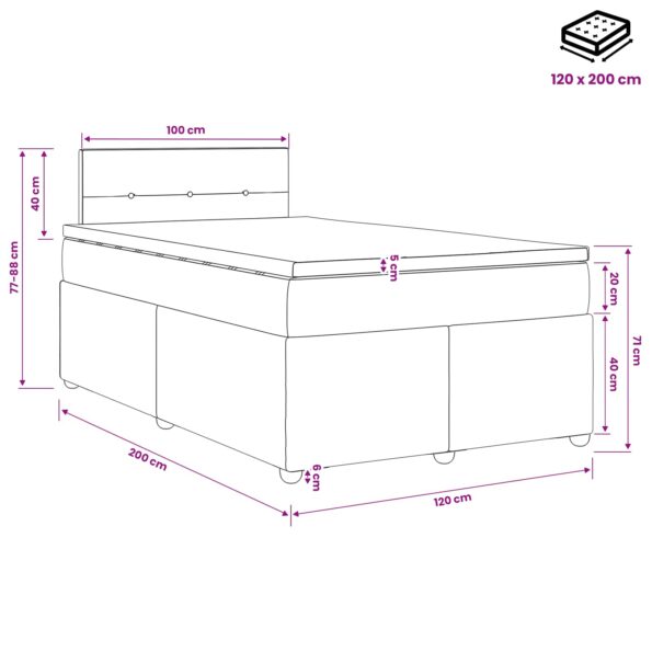 vidaXL Posteľ boxspring s matracom Modrá 120 x 200 cm Látka – Obrázok 10