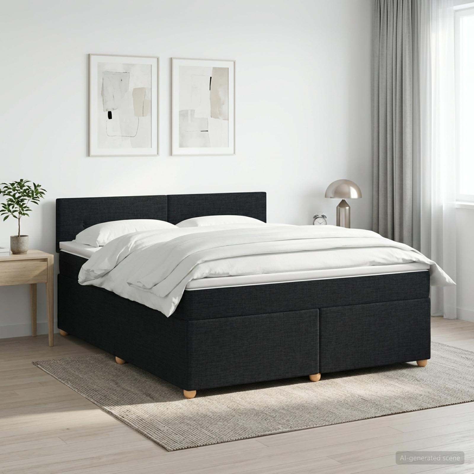 3450953_1.jpg vidaXL Posteľ boxspring s matracom Čierna 140 x 190 cm Látka – Obrázok 1