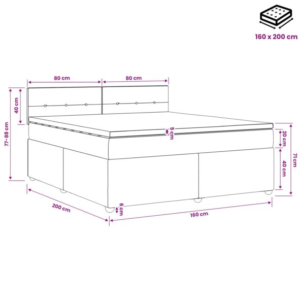 vidaXL Posteľ boxspring s matracom Krémová 160 x 200 cm Látka – Obrázok 10