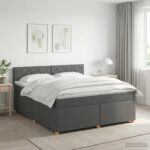 vidaXL Posteľ boxspring s matracom Tmavosivá 160 x 200 cm Látka – Obrázok 11