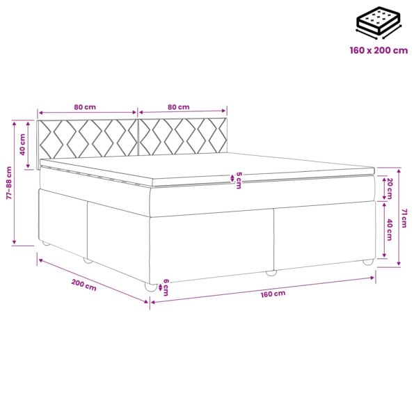 vidaXL Posteľ boxspring s matracom Tmavosivá 160 x 200 cm Látka – Obrázok 10