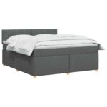vidaXL Posteľ boxspring s matracom Tmavosivá 160 x 200 cm Látka – Obrázok 2