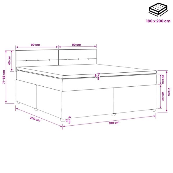 vidaXL Posteľ boxspring s matracom Tmavohnedá 180 x 200 cm Látka – Obrázok 10